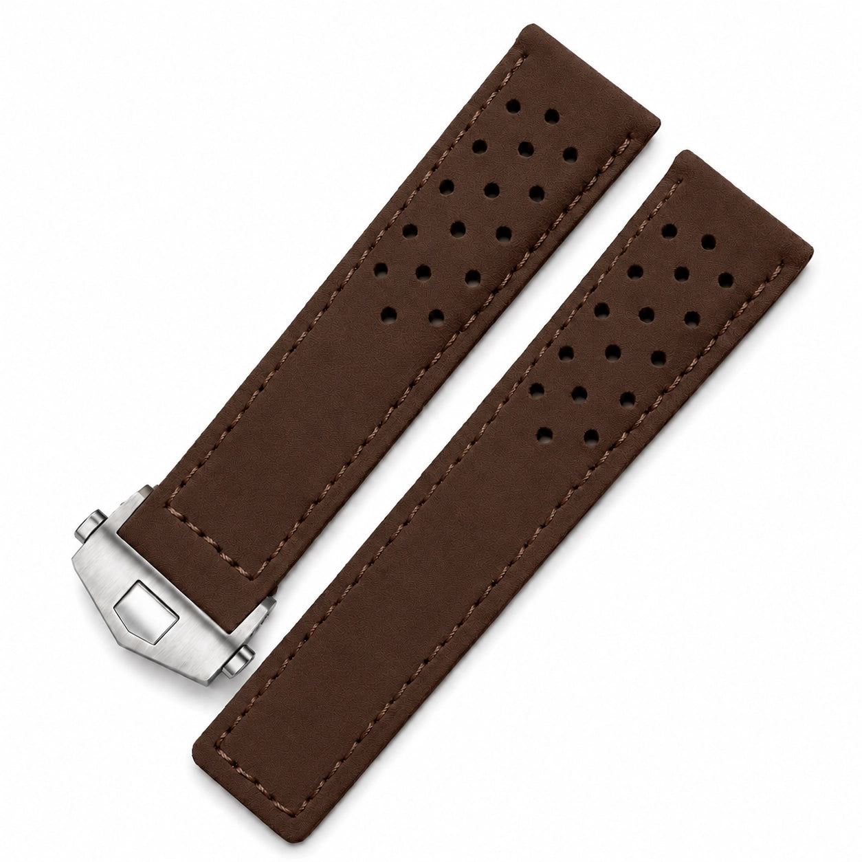 Bracelet de Montre Cuir Suède (Daim) - Marron Foncé - Boucle Déployante - Universel