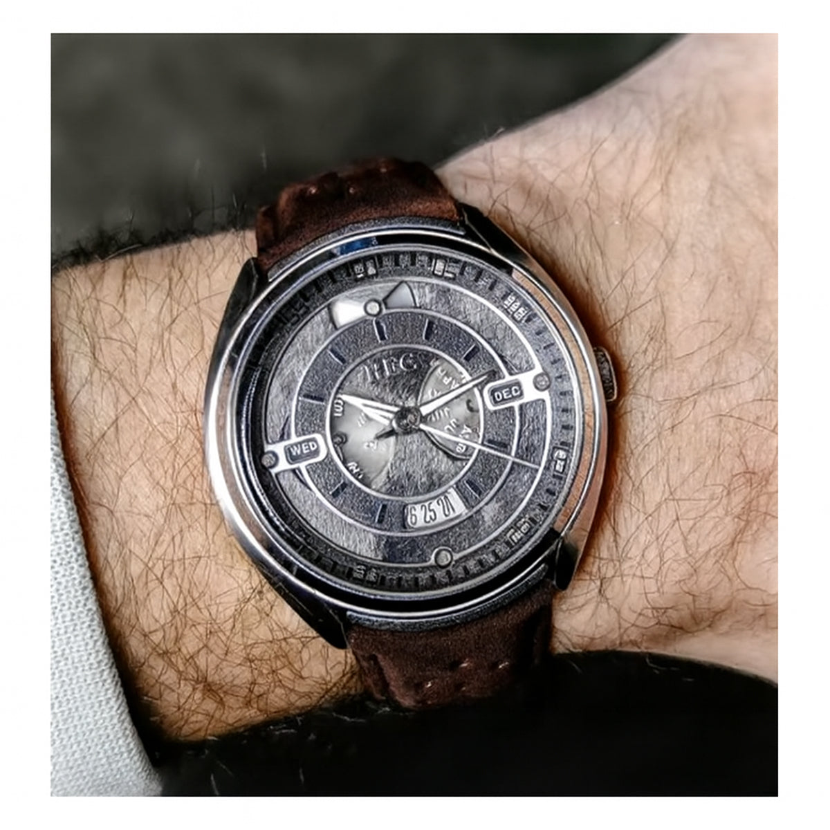 Suede Leather Watch Strap - Dark Brown - Deployment Clasp - Universal