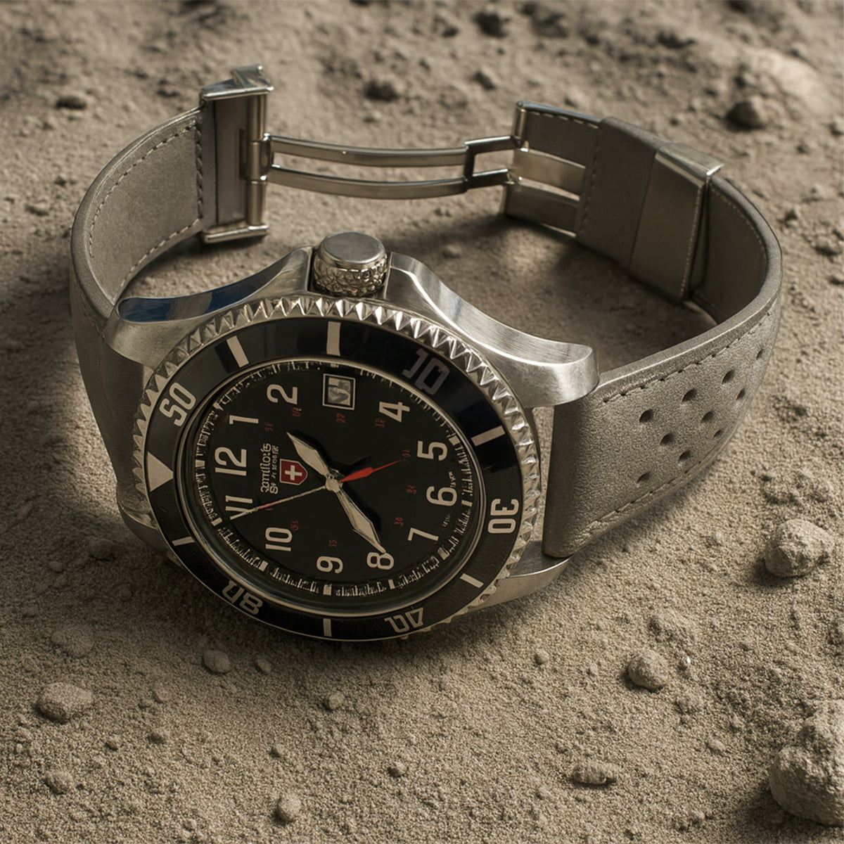 Bracelet de Montre Cuir Suède (Daim) - Gris - Boucle Déployante - Universel
