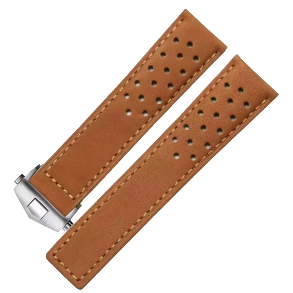 Suede Leather Watch Strap - Brown - Deployment Clasp - Universal