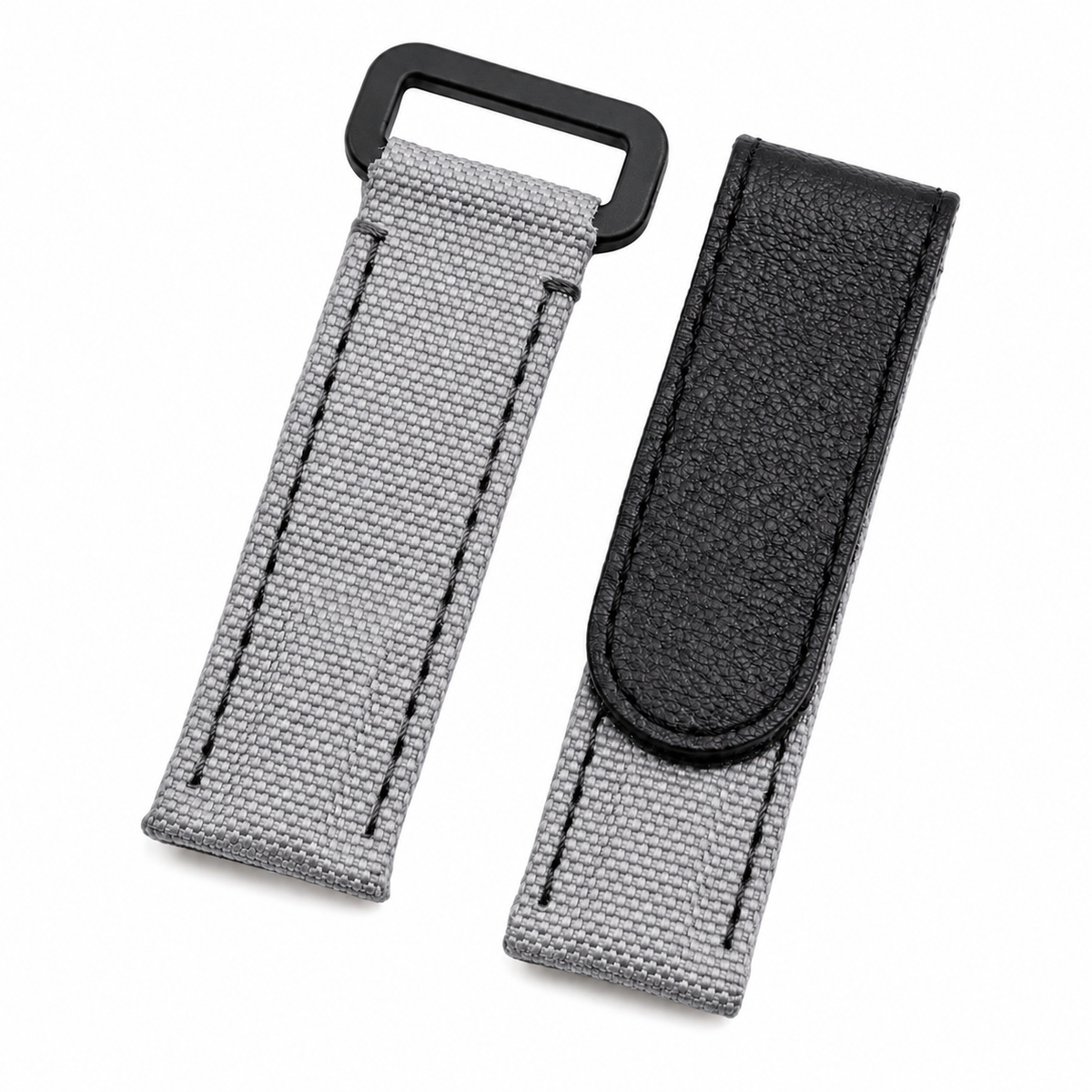 Sailcloth & Leather Hook-and-Loop Watch Strap - For Wrists 17.5 to 19.5 cm - Universal