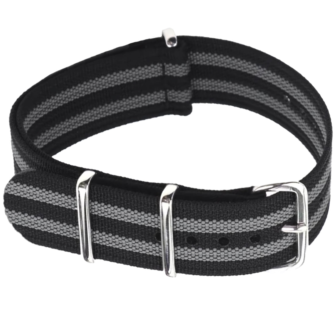 Nato-Armband Grau Schwarz 22mm James Bond G10 Hybridgewebe Nylon &amp; Silikon