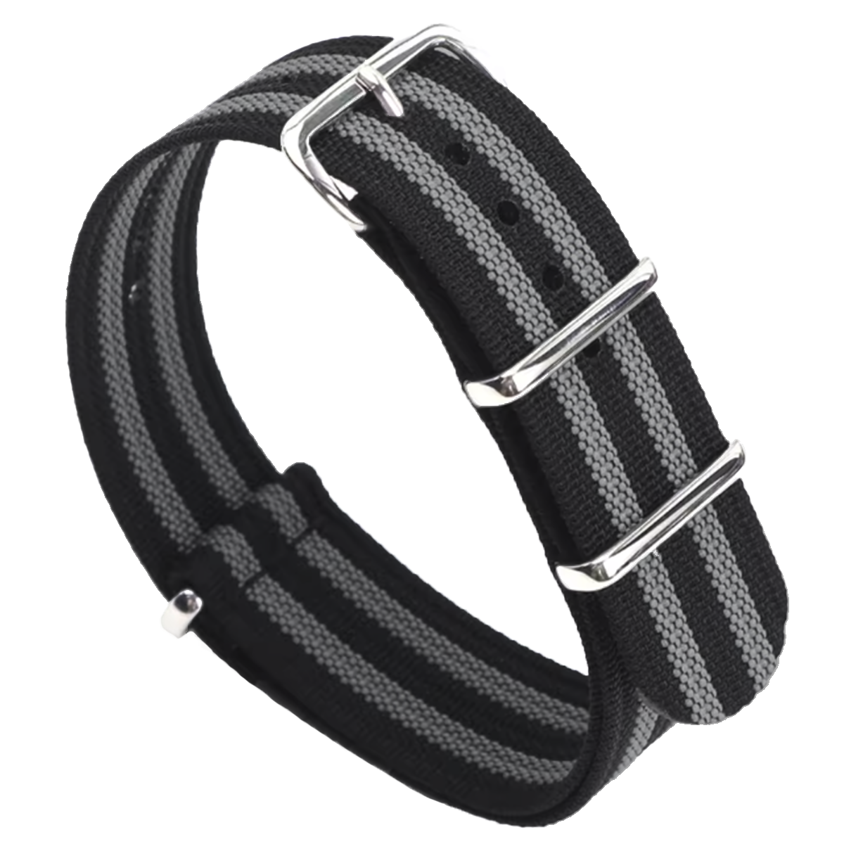 Nato-Armband Grau Schwarz 22mm James Bond G10 Hybridgewebe Nylon &amp; Silikon