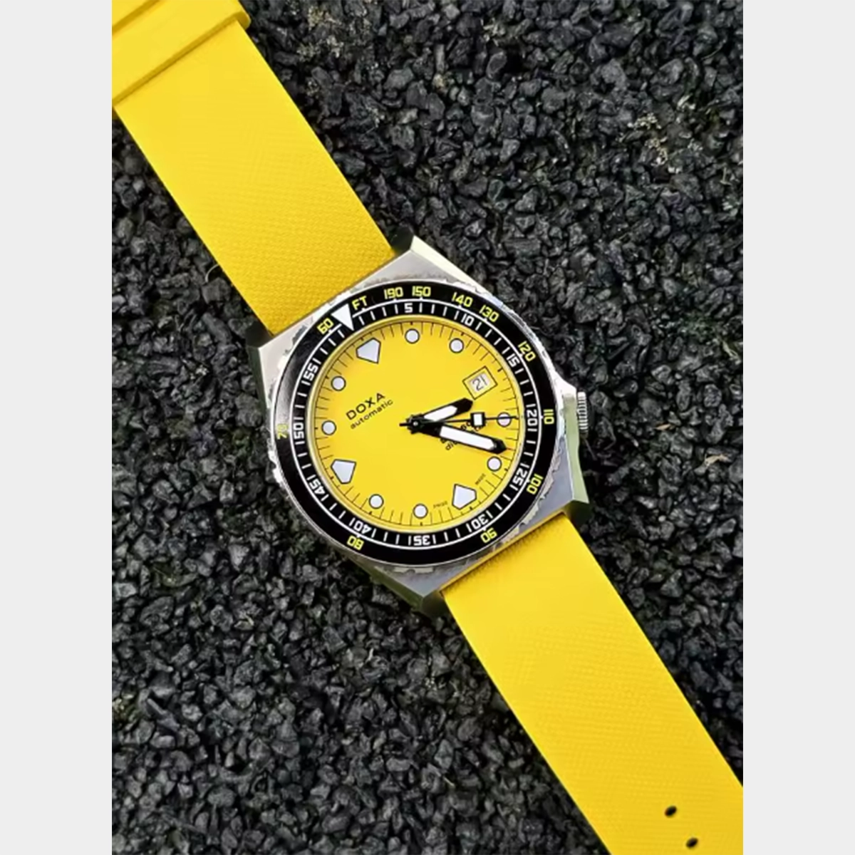 Bracelet de Montre Nato caoutchouc FKM - Jaune - 24,5cm