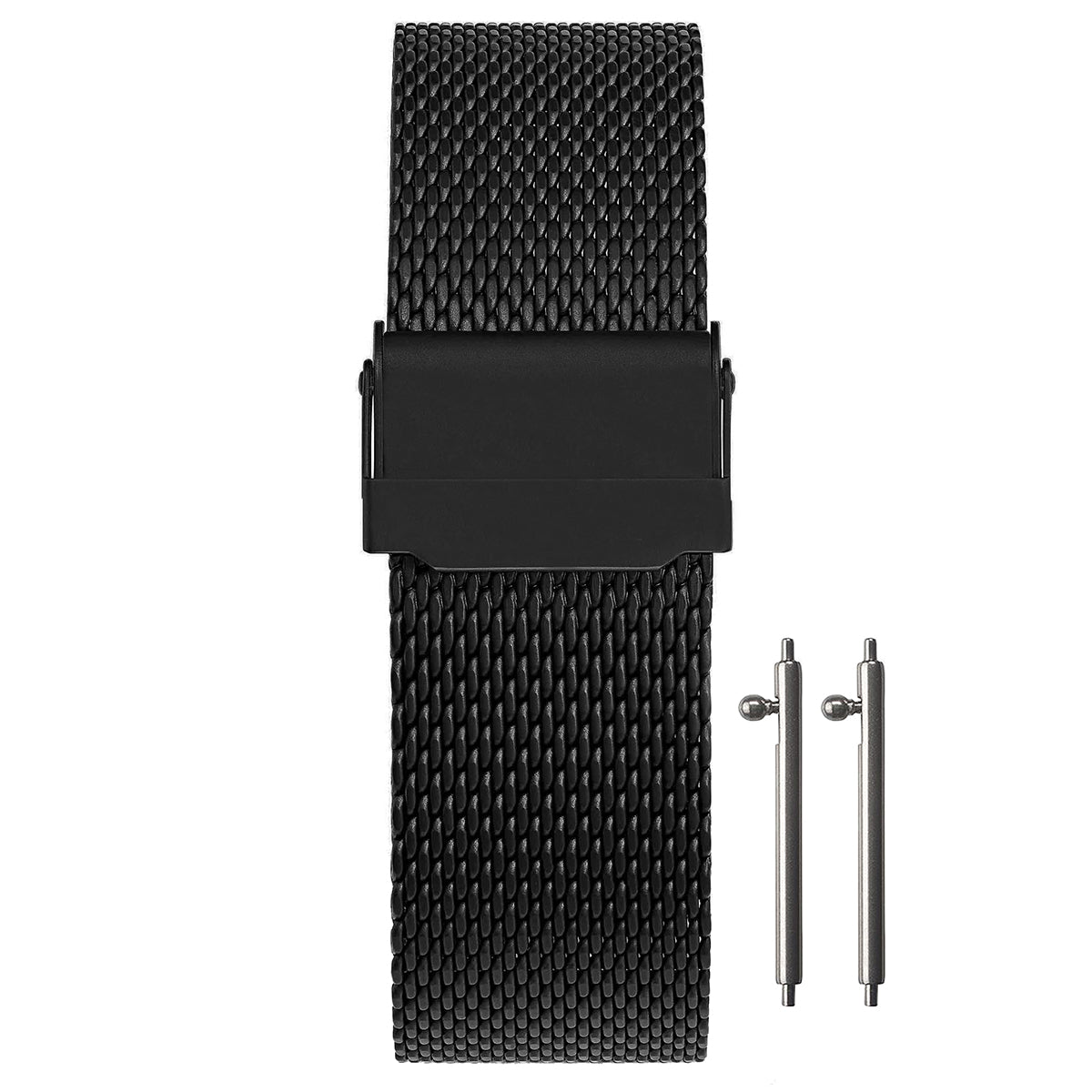 Bracelet montre 19mm Maille Milanaise - Libération Rapide - Universel - Mesh Ø 0,6mm Black (Noir)