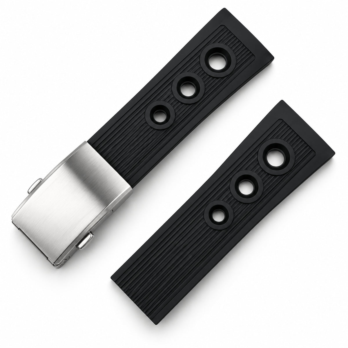 FKM Rubber Rally Perforated Watch Strap / CTS – Deployant Buckle