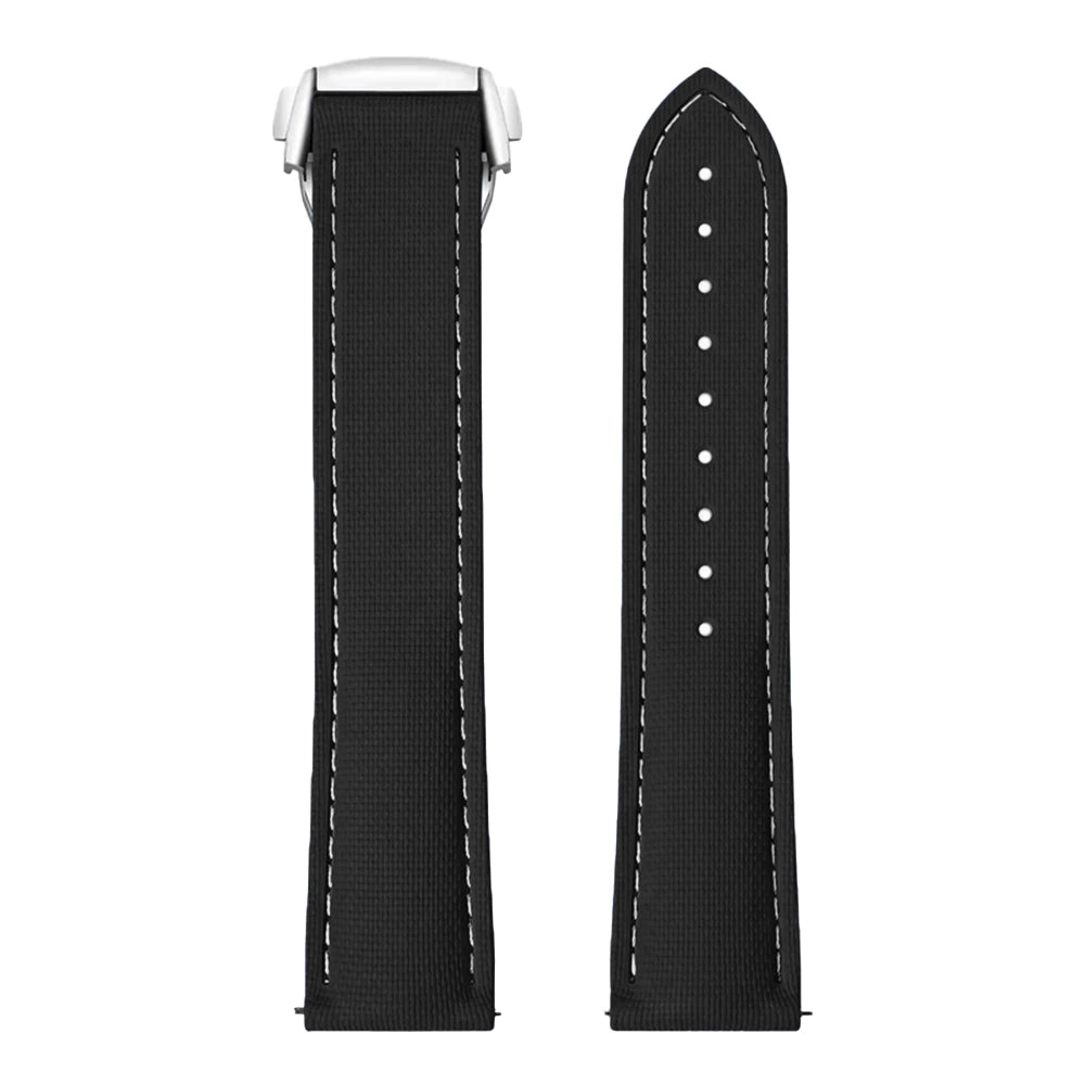 Bracelet de Montre Caoutchouc FKM vulcanisé - Texturé / Surpiqûres - Rapide / Déployante Poli Miroir