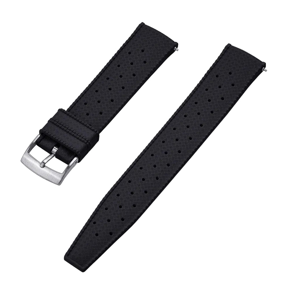 Bracelet de Montre Tropic caoutchouc Premium - Noir - Rapide Universel