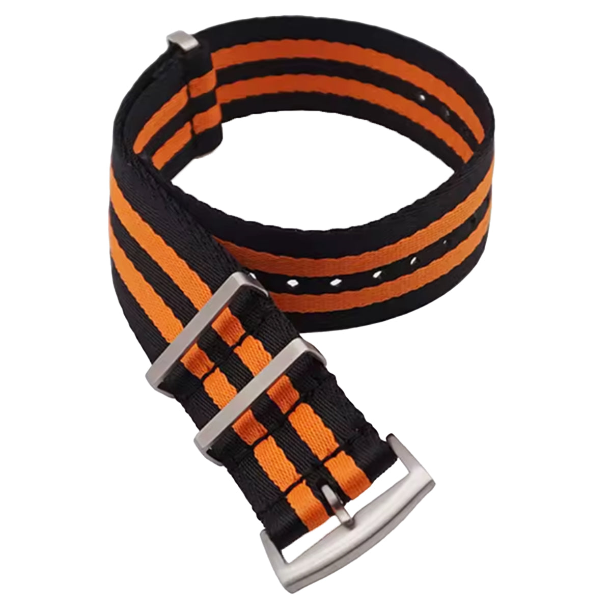 22mm Black Orange 2 Band Nato Strap - Soft Braided Nylon
