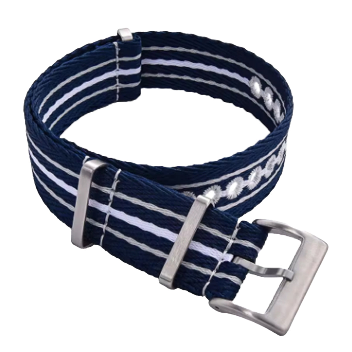 Marineblaues, weiß-graues Nato-Armband – geflochtenes Nylon, 20 mm, 22 mm