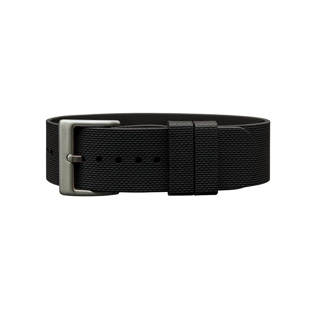 FKM NATO-Uhrenarmband aus Kautschuk – Schwarz – 24,5 cm