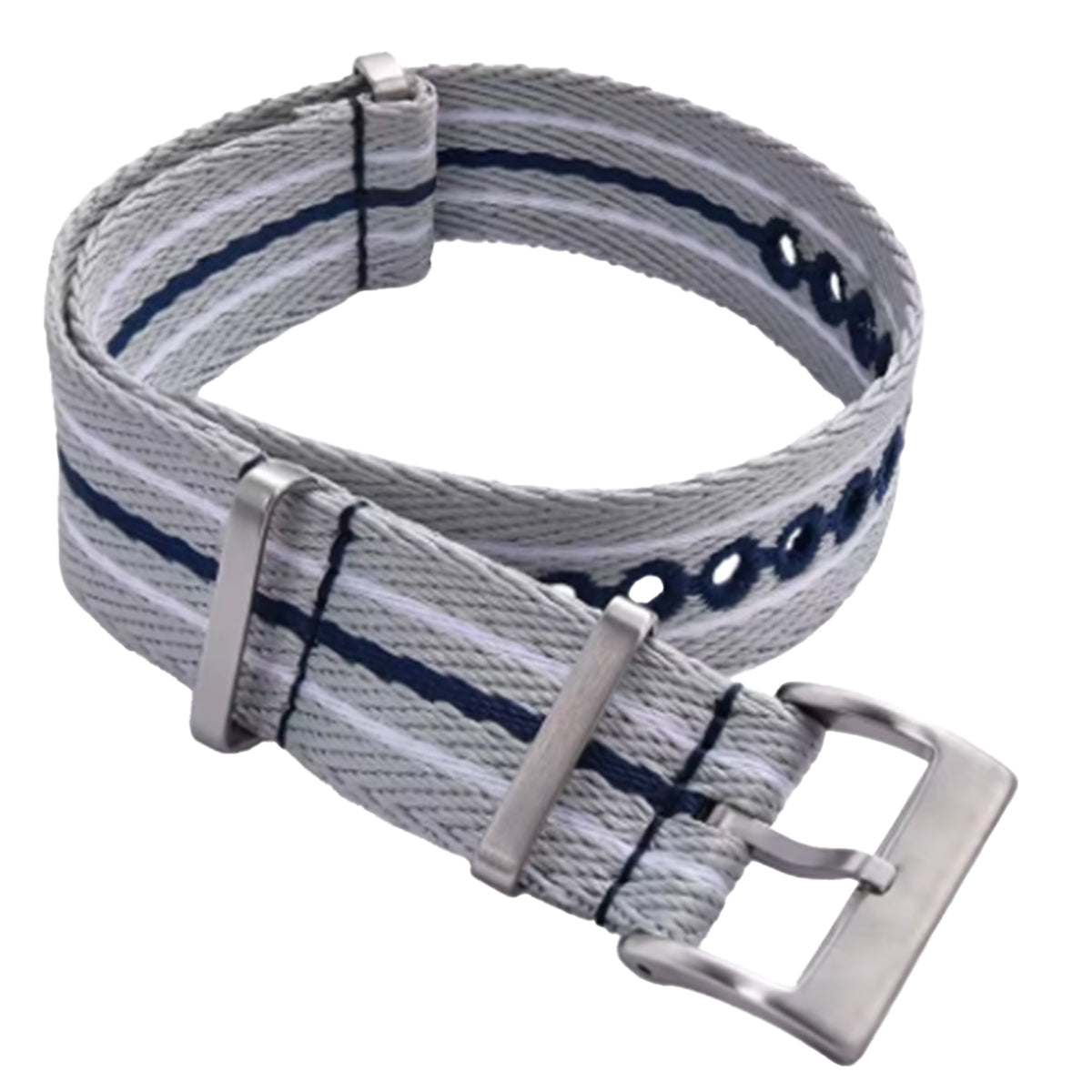 Nato-Armband Grau Marineblau Weiß - Geflochtenes Nylon 20mm 22mm