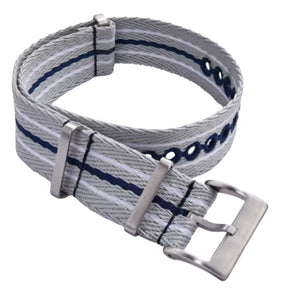 Nato-Armband Grau Marineblau Weiß - Geflochtenes Nylon 20mm 22mm