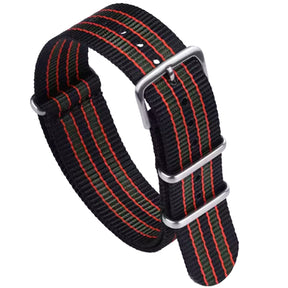Nato Strap 22mm James Bond Nylon Black Red Green