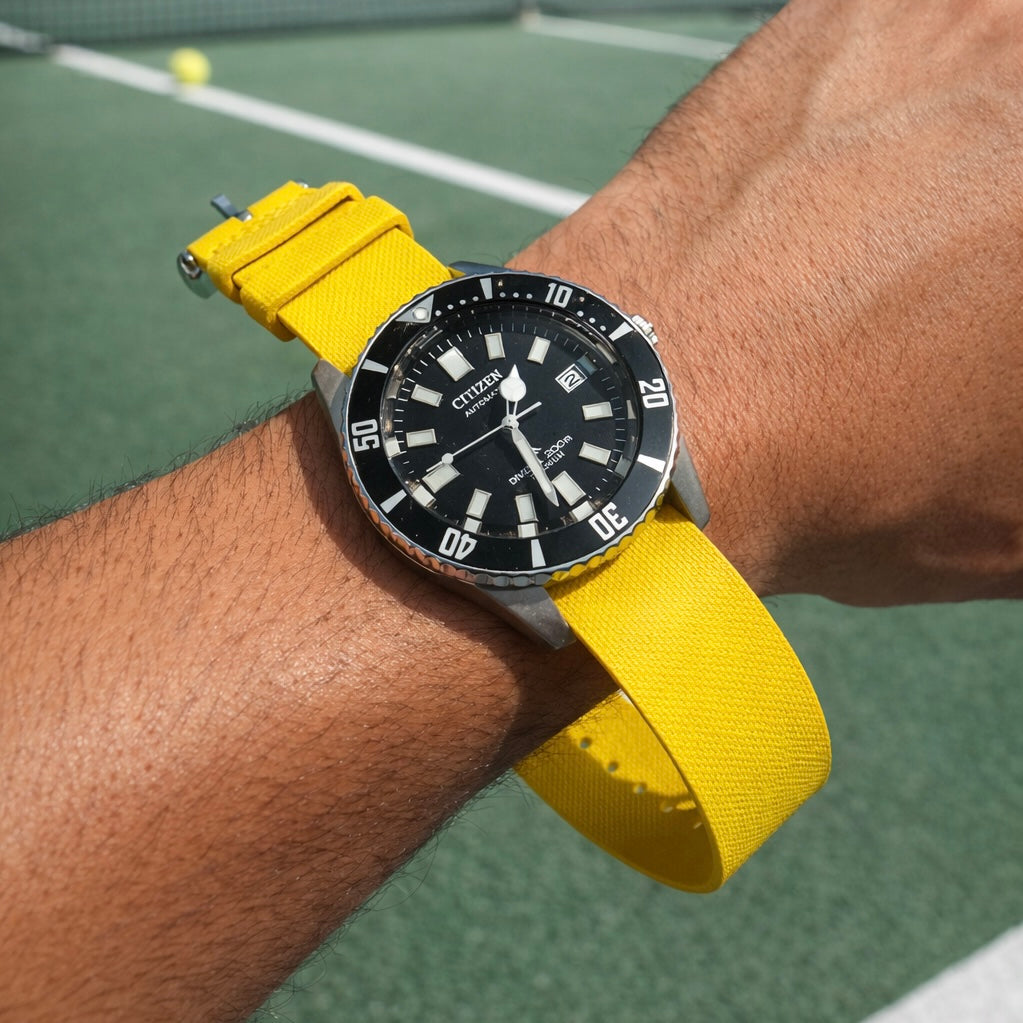 Bracelet montre Nato Jaune en caoutchouc Aero Premium - 24,5cm