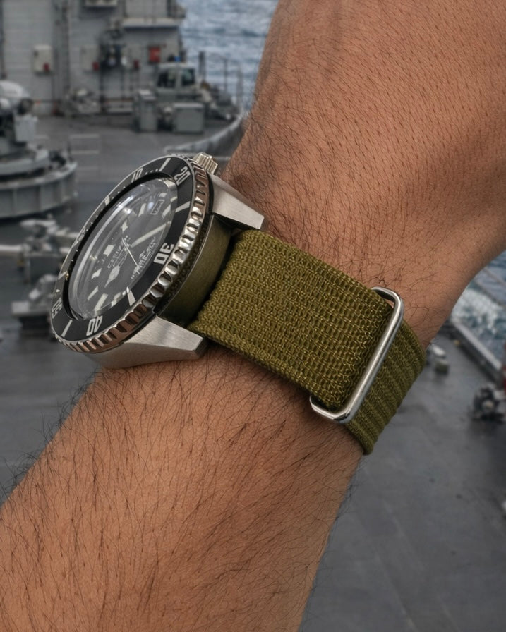 Nato Khaki - Hybride Tissu Nylon / Silicone