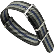 NATO Nylon Black / Grey / Blue - Watch Strap - 16mm 18mm 20mm 22mm 24mm