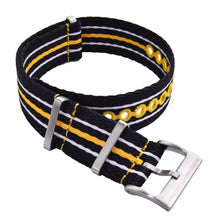 Schwarz-Gelb-Weiß-Nato-Armband - Geflochtenes Nylon 20 mm 22 mm