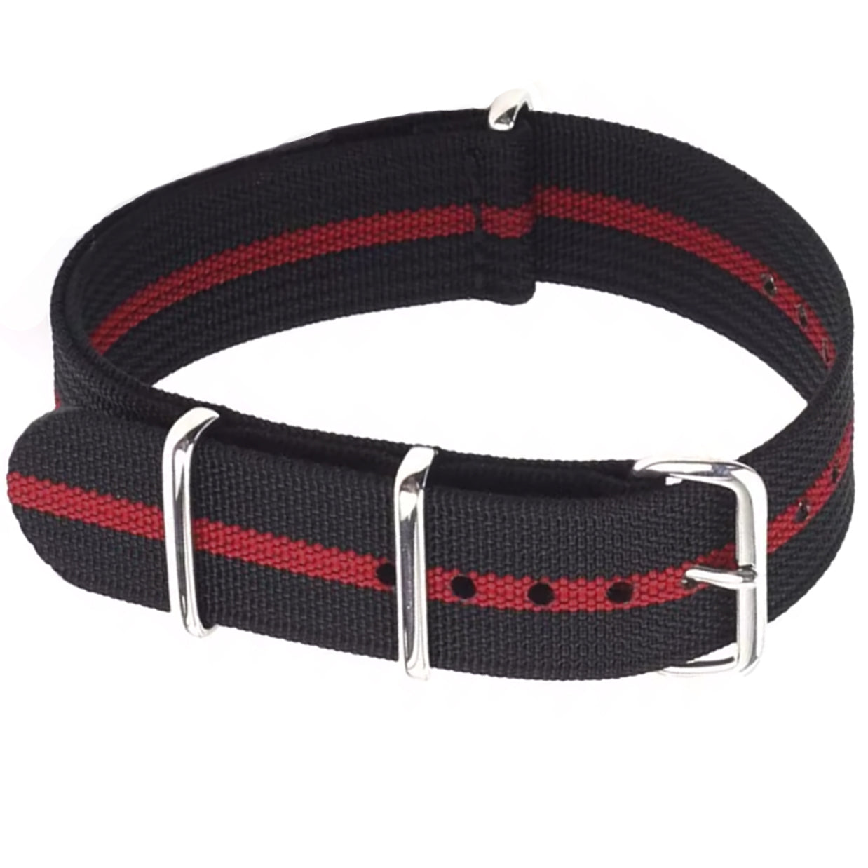 Schwarz-rotes G10-Hybrid-Nylongewebe und Silikon-Nato-Armband – 18 mm, 19 mm, 20 mm, 22 mm