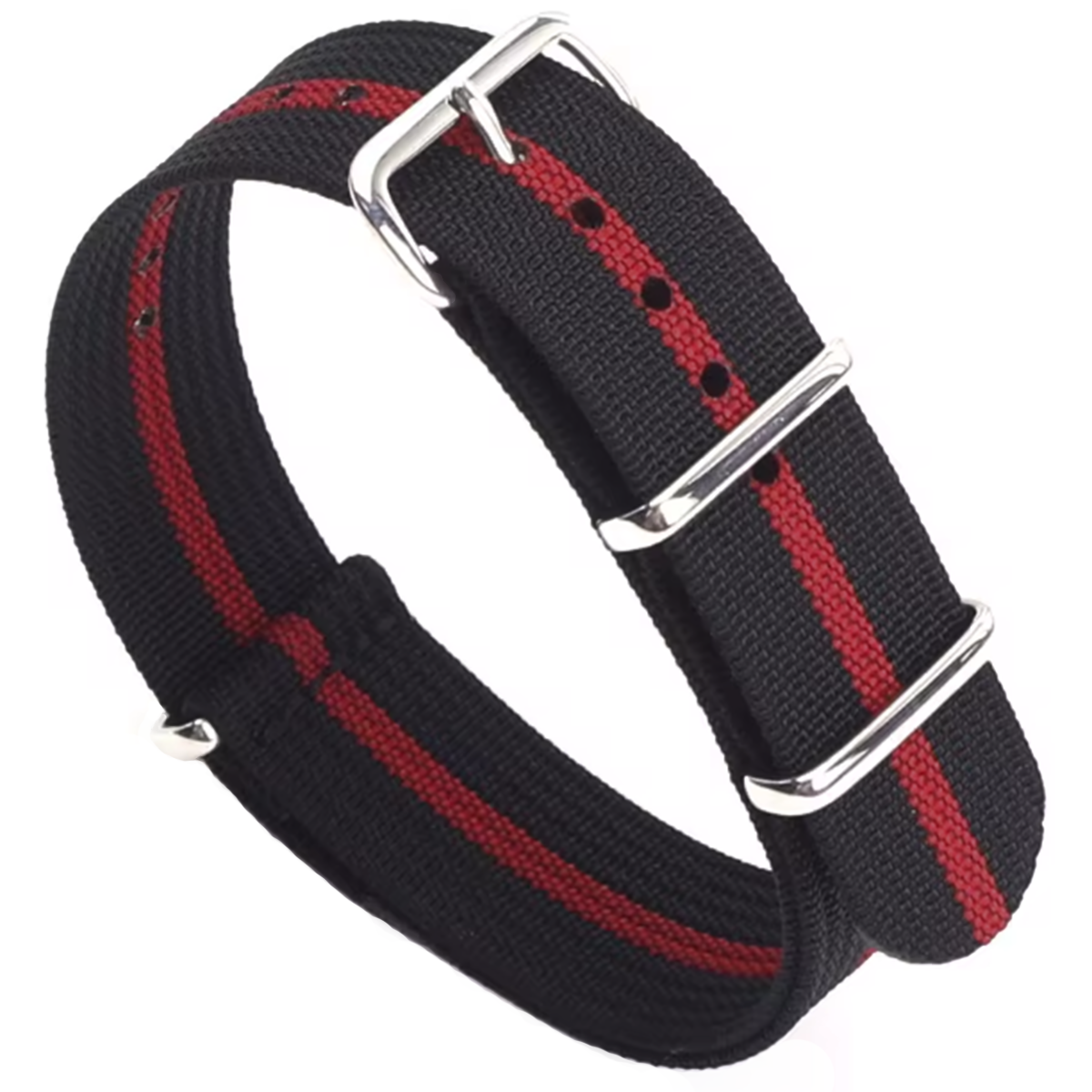 Schwarz-rotes G10-Hybrid-Nylongewebe und Silikon-Nato-Armband – 18 mm, 19 mm, 20 mm, 22 mm