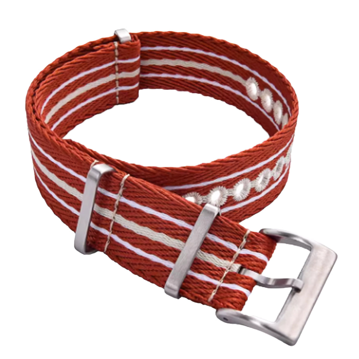 Rot-Weiß-Beige-Nato-Armband - Geflochtenes Nylon 20 mm 22 mm