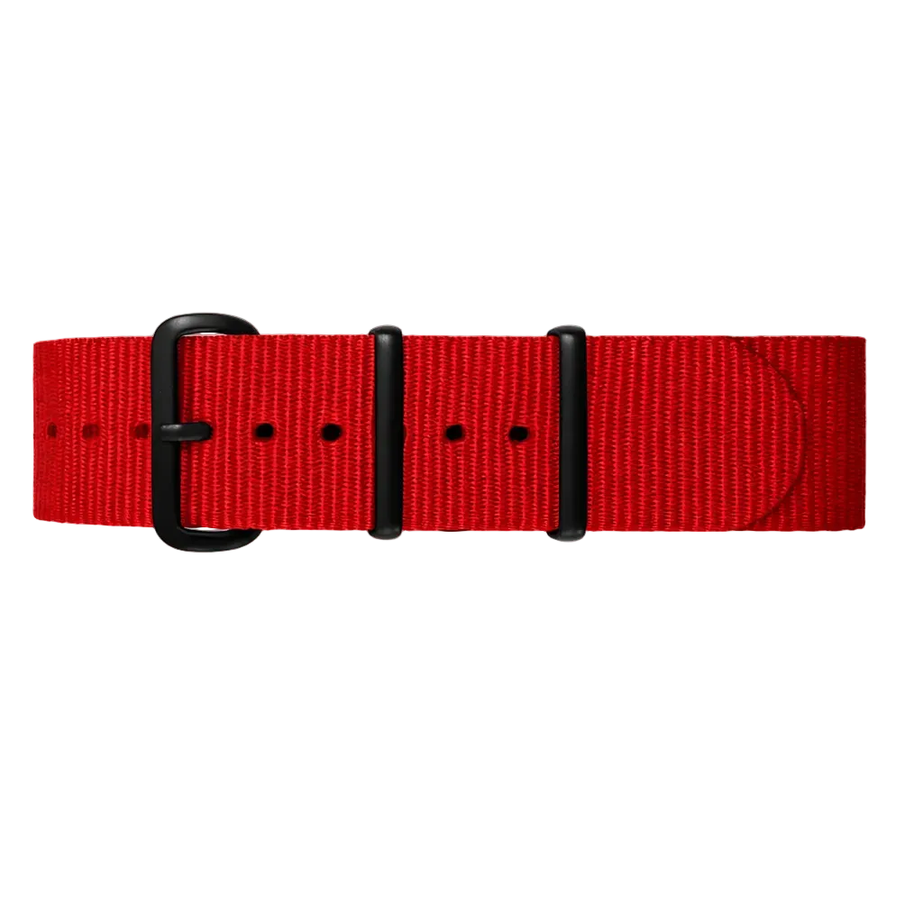 NATO Nylon Watch Strap - Red / Black Buckle - 1.1mm Thick