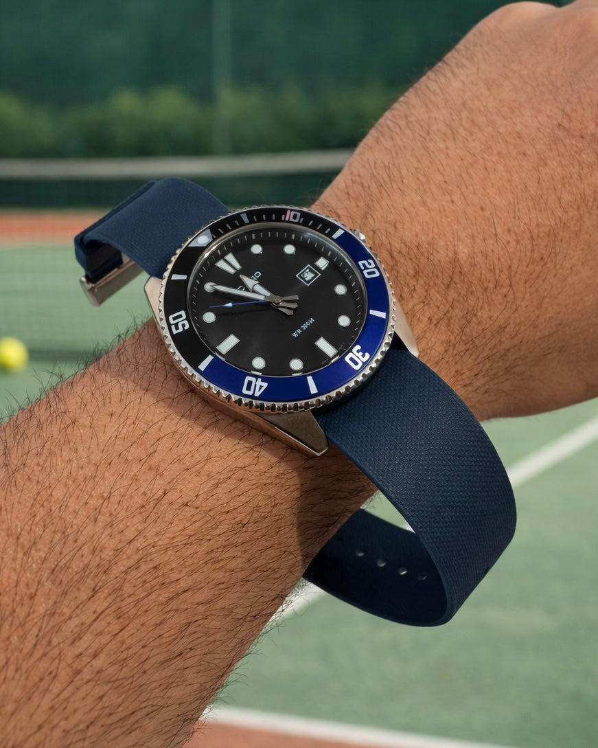 Bracelet montre Nato Bleu Marine en caoutchouc Aero Premium - 24,5cm