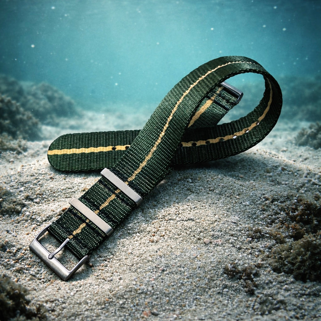 Bracelet de Montre Nato G10 Nylon Vert / Khaki (Sable) - 1 Bande