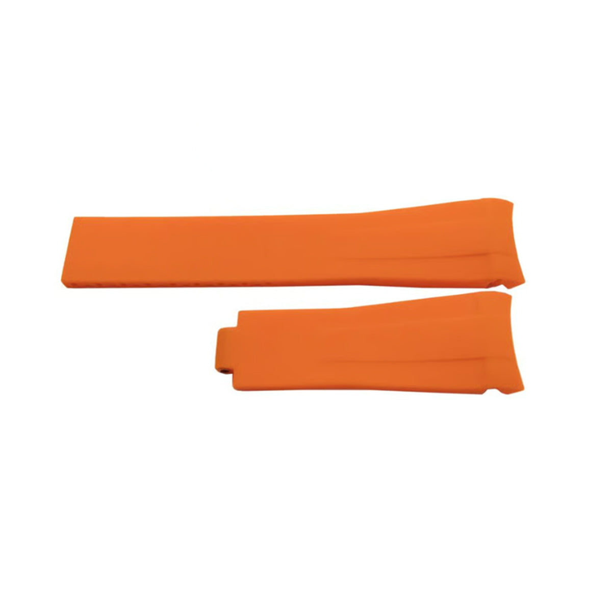 20 mm Premium-Uhrenarmband aus orangefarbenem Silikonkautschuk – Omega, Rolex und andere – gebogen