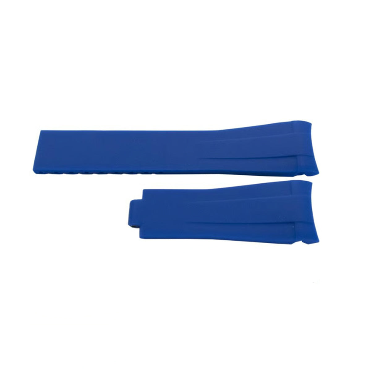 20 mm Premium-Uhrenarmband aus blauem Silikonkautschuk – Omega, Rolex und andere – gebogen