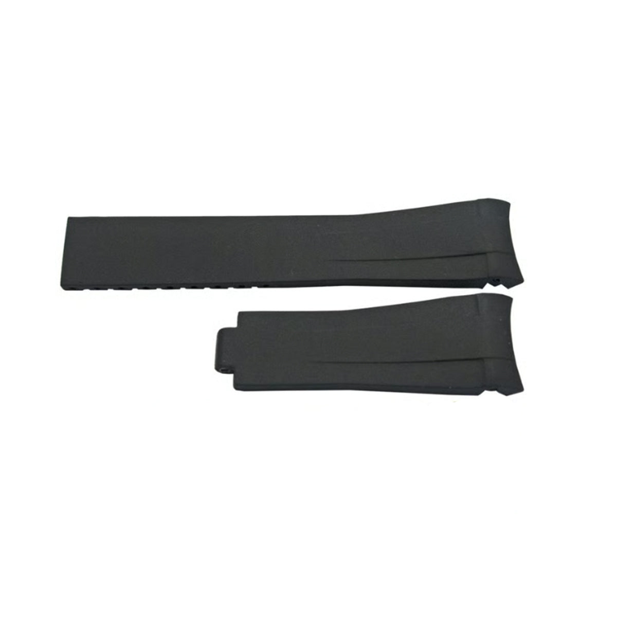 20 mm Premium-Uhrenarmband aus schwarzem Silikonkautschuk – Omega, Rolex und andere – gebogen