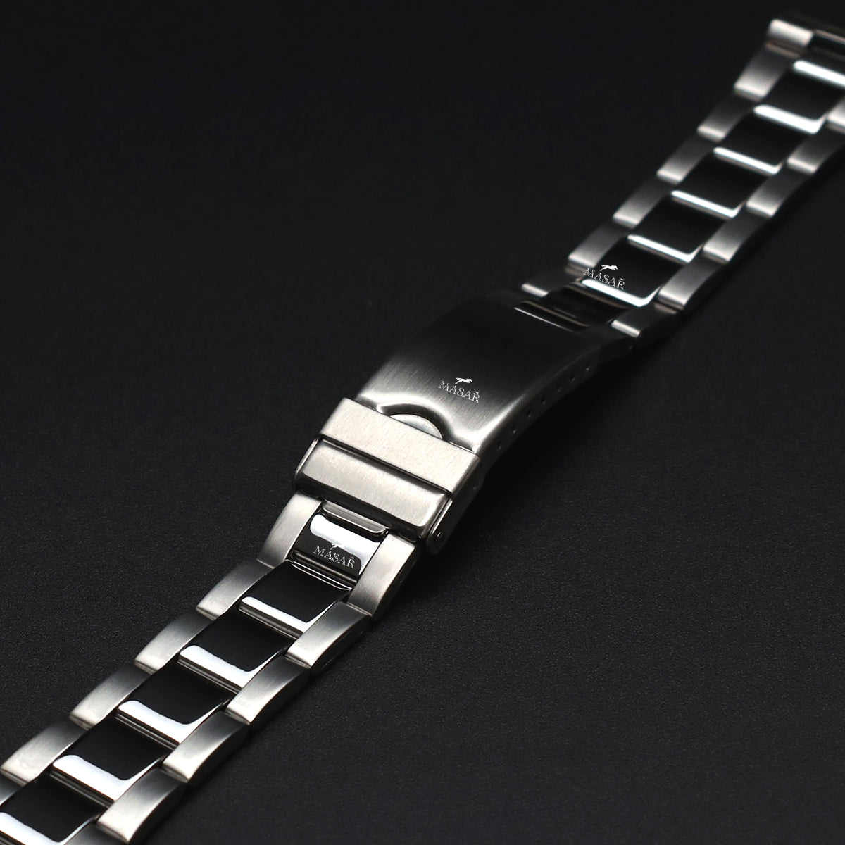 20 mm Premium-Uhrenarmband, kompatibel mit Rolex Oyster Men – Gebogener Spiegel, gebürsteter Stahl