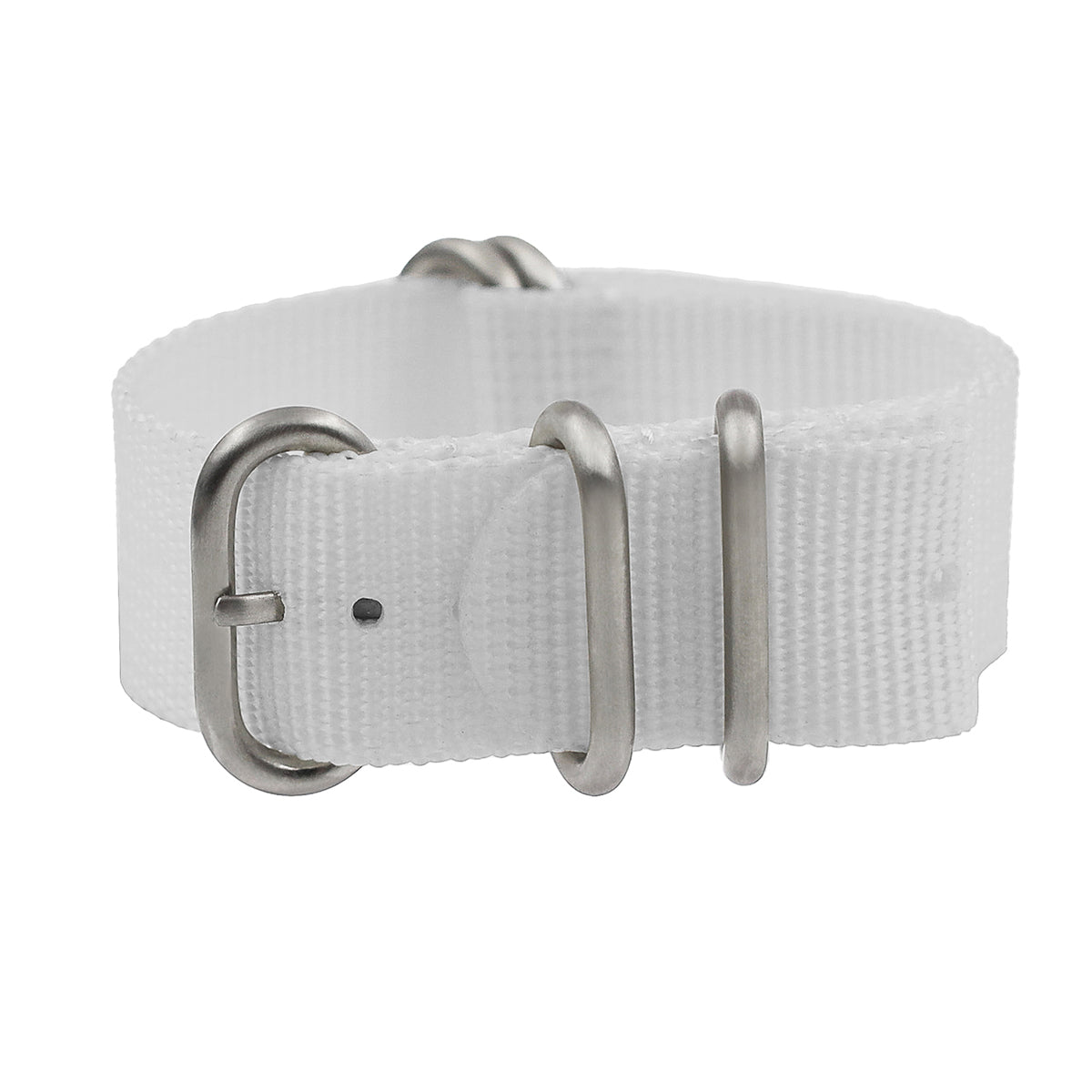 ZULU White Nylon / Satin Buckle - Watch Strap - Men - Stiff and Thick 2mm