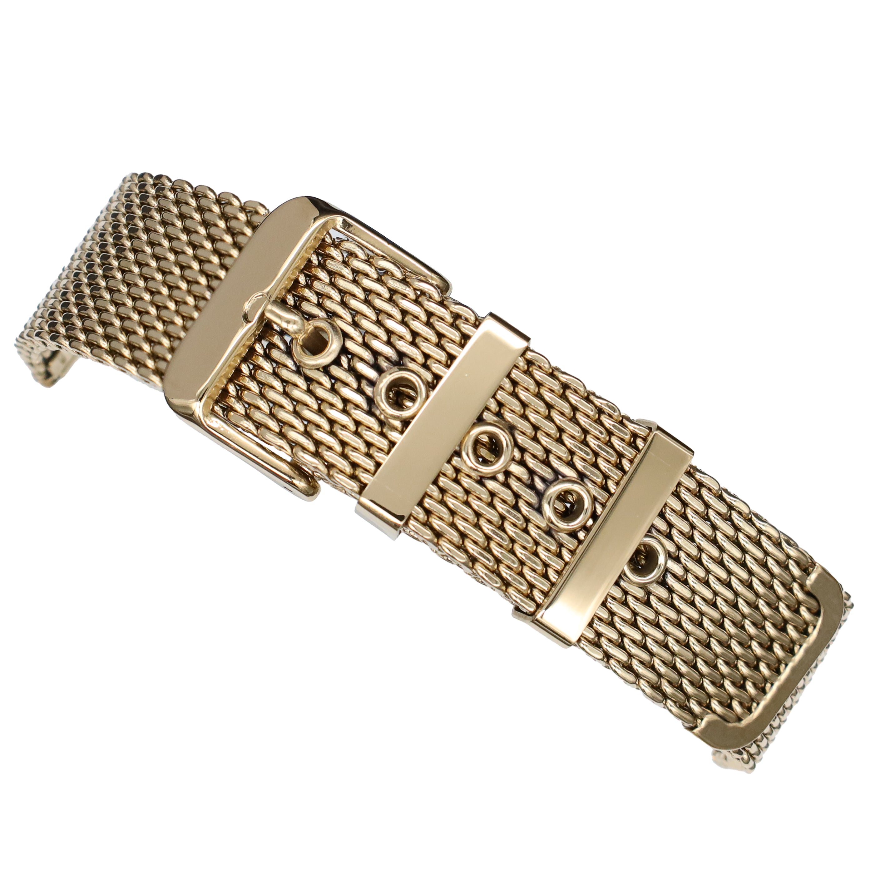 12mm to 22mm BiG Mesh Ø 1mm Pin Buckle - Men's Watch Strap Mesh, Milanese - Universal - Gold / Gold