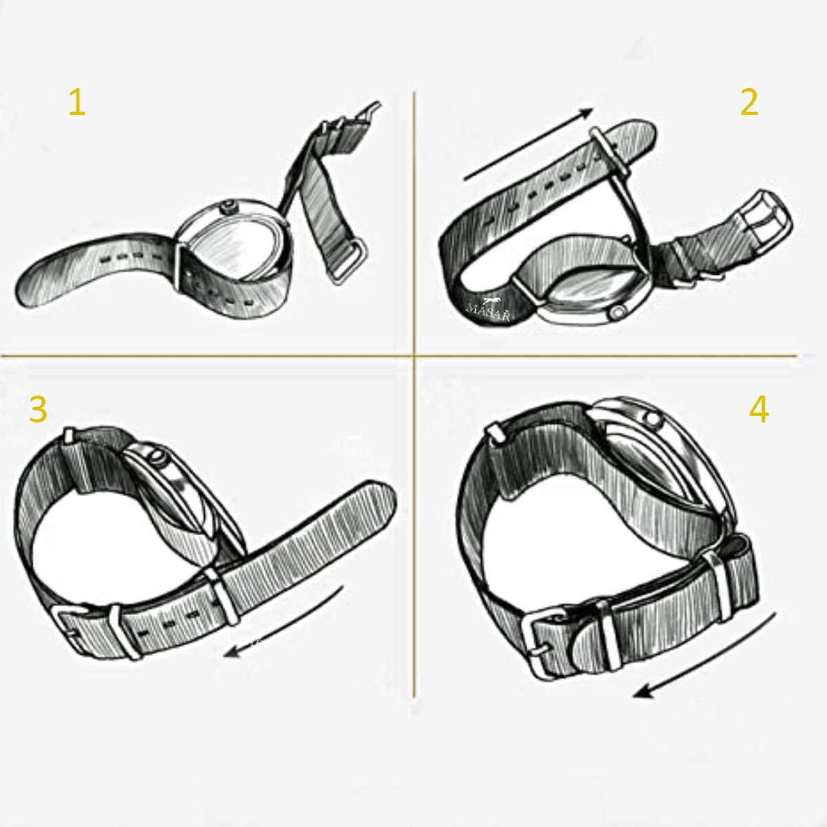 Bracelet de Montre Compatible Briston - Nato Jaune Moutarde