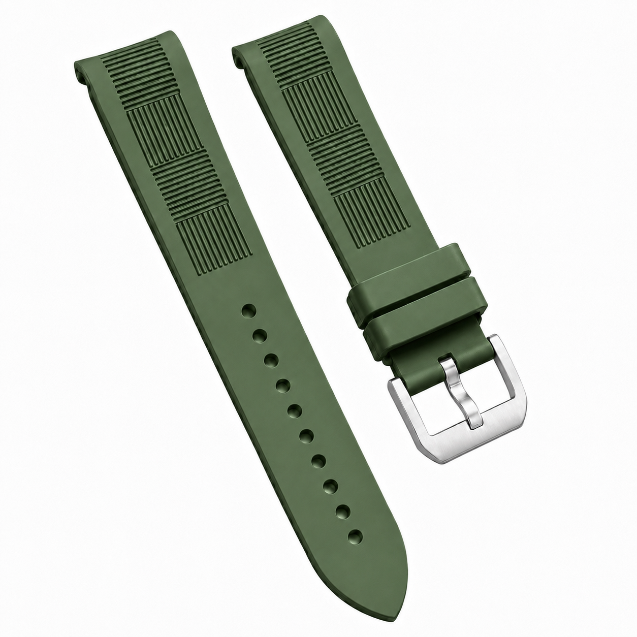 FKM Rubber Watch Strap - Checkered Pattern / Curved - Universal
