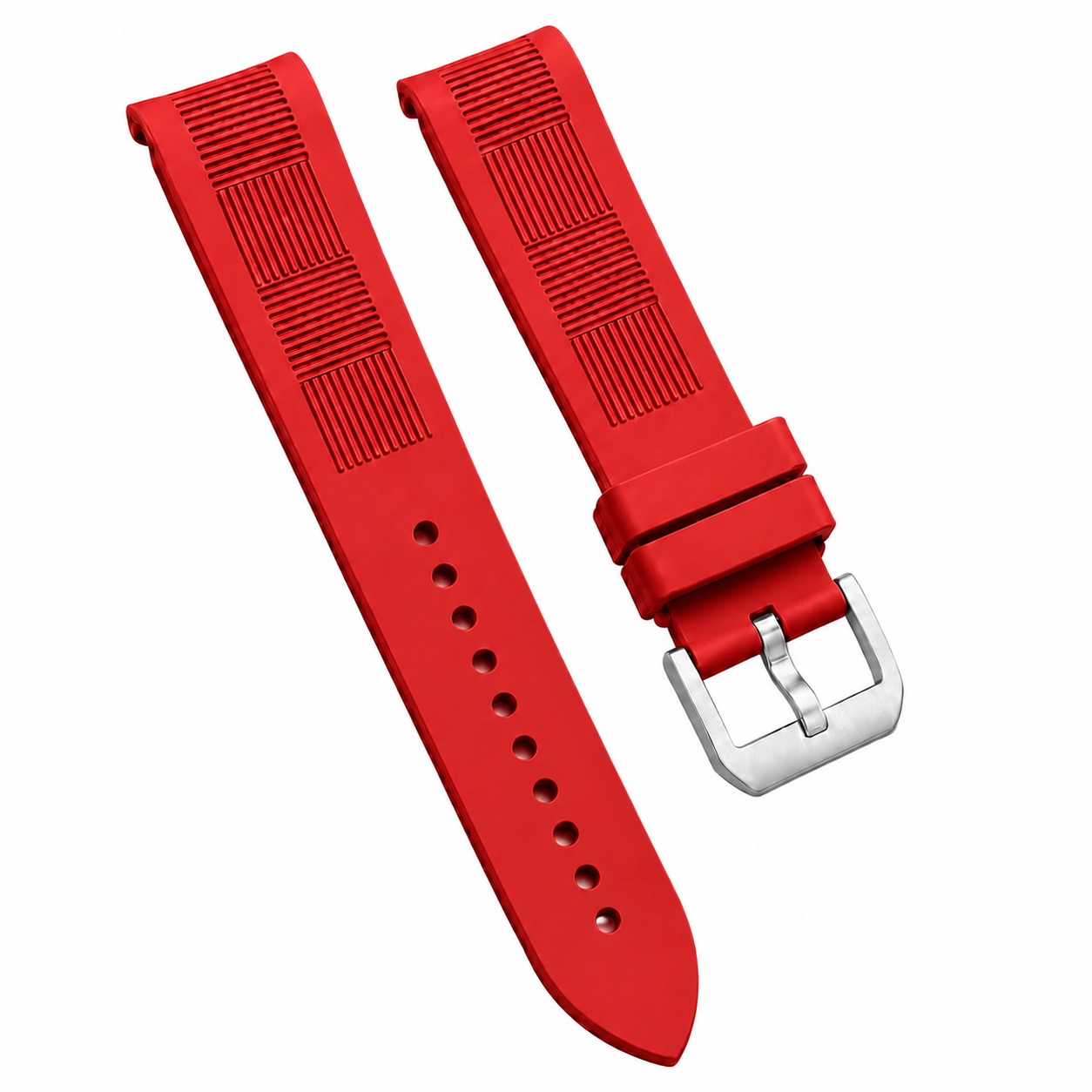 FKM Rubber Watch Strap - Checkered Pattern / Curved - Universal