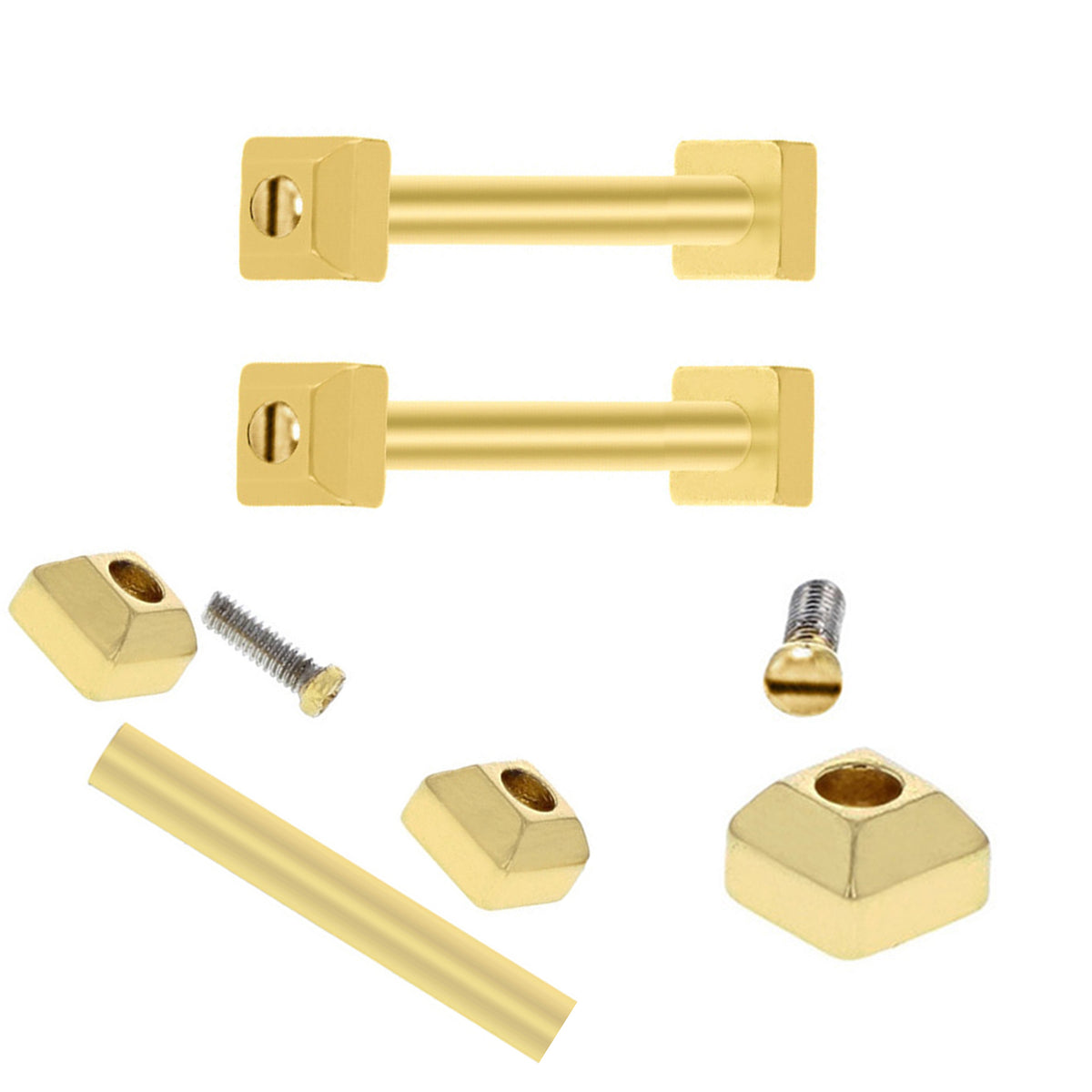 Tubes - Screw Bars - Screw Pin for Watch Strap - Compatible with Cartier Pasha - Gold or Silver Color - 2 Pcs