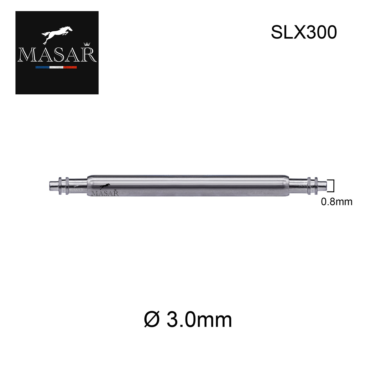 SLX Ø 3.0mm - Spring bars for watch strap - 316L stainless steel - 0.8mm - 2 pcs