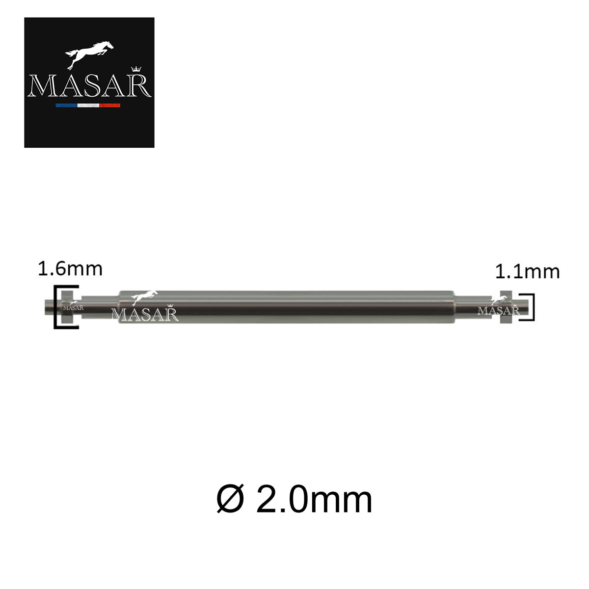 18mm à 24mm XFP Ø 2,0mm - Barres à ressort pour bracelet de montre - Inox 316L - 1,1mm - 2 pcs