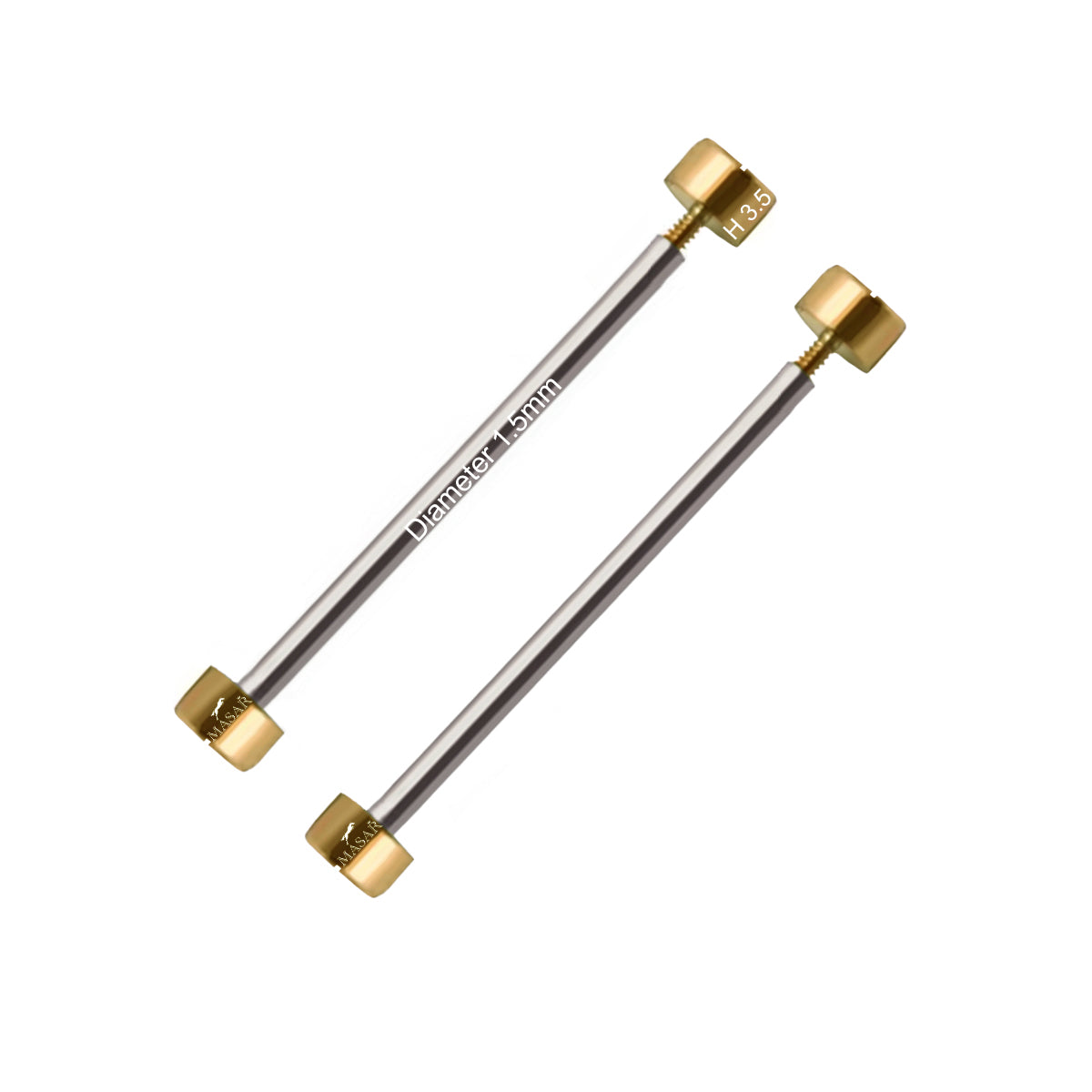Schraubstege - Gold - Durchmesser 1,5mm, Flachkopf H Ø 3,5mm - Uhrenarmbandverschluss - 2 Stück