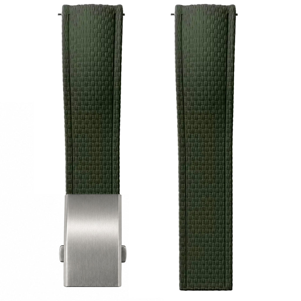 Bracelet Montre Caoutchouc FKM - Compatible avec Seiko - Texture SAILCLOTH / Incurvé & Rapide / CTS - Boucle Déployante