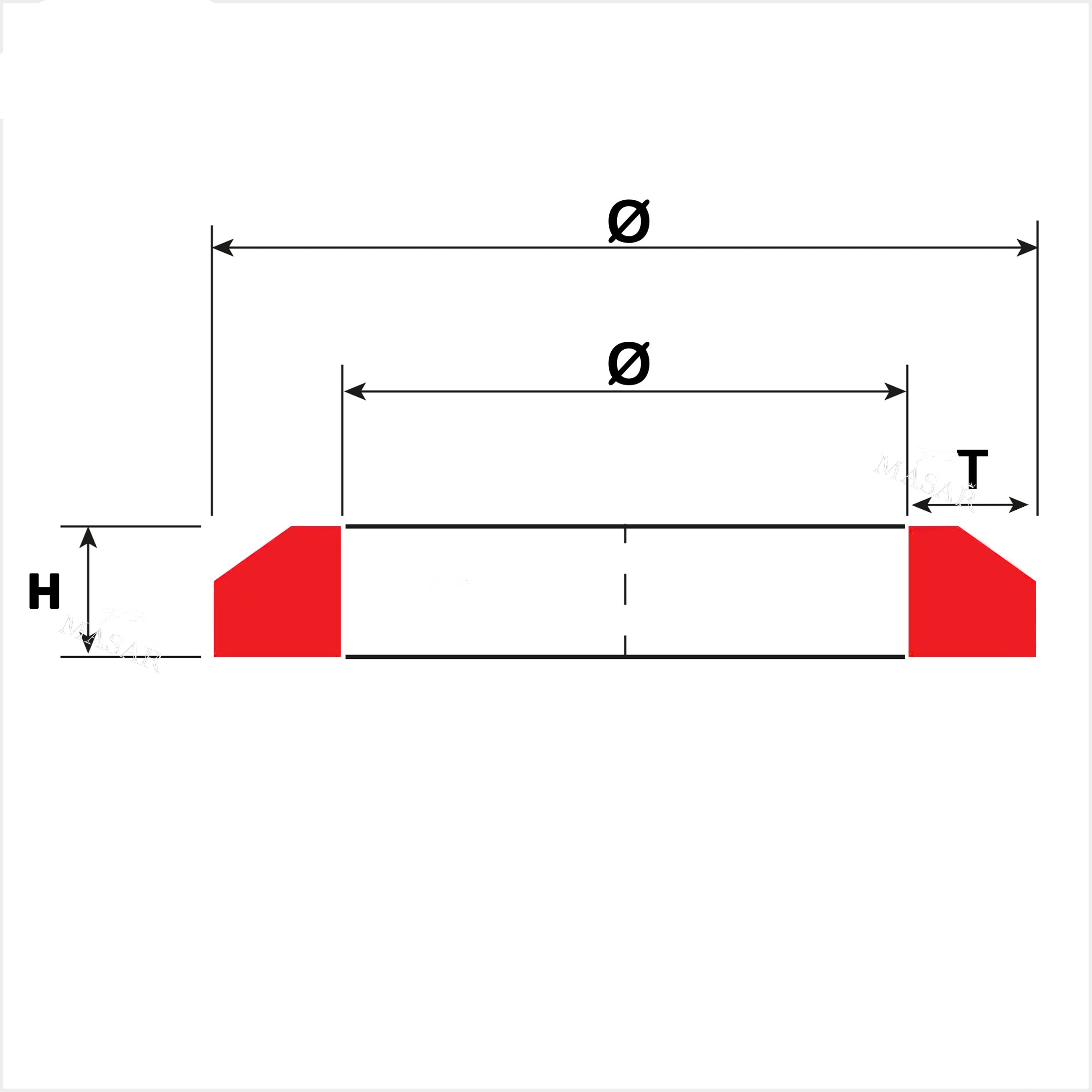 Watch Gaskets - Hard Plastic, Red - T 0.58mm / H 0.90mm
