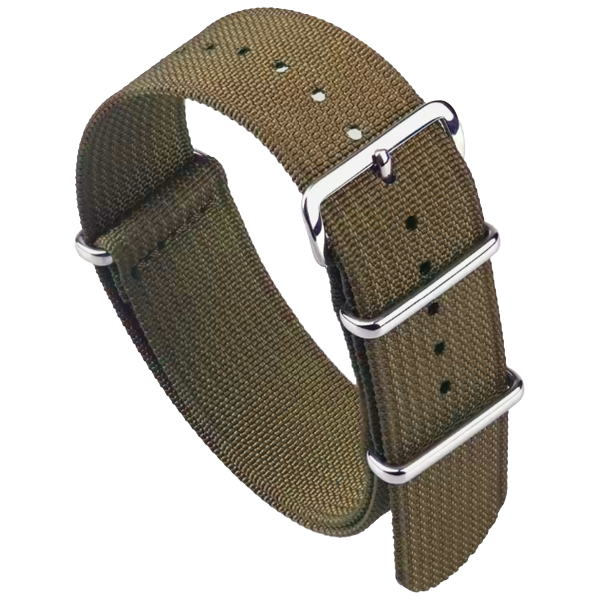 Bracelet de Montre Nato Compatible Seiko - Khaki - Nylon & Silicone