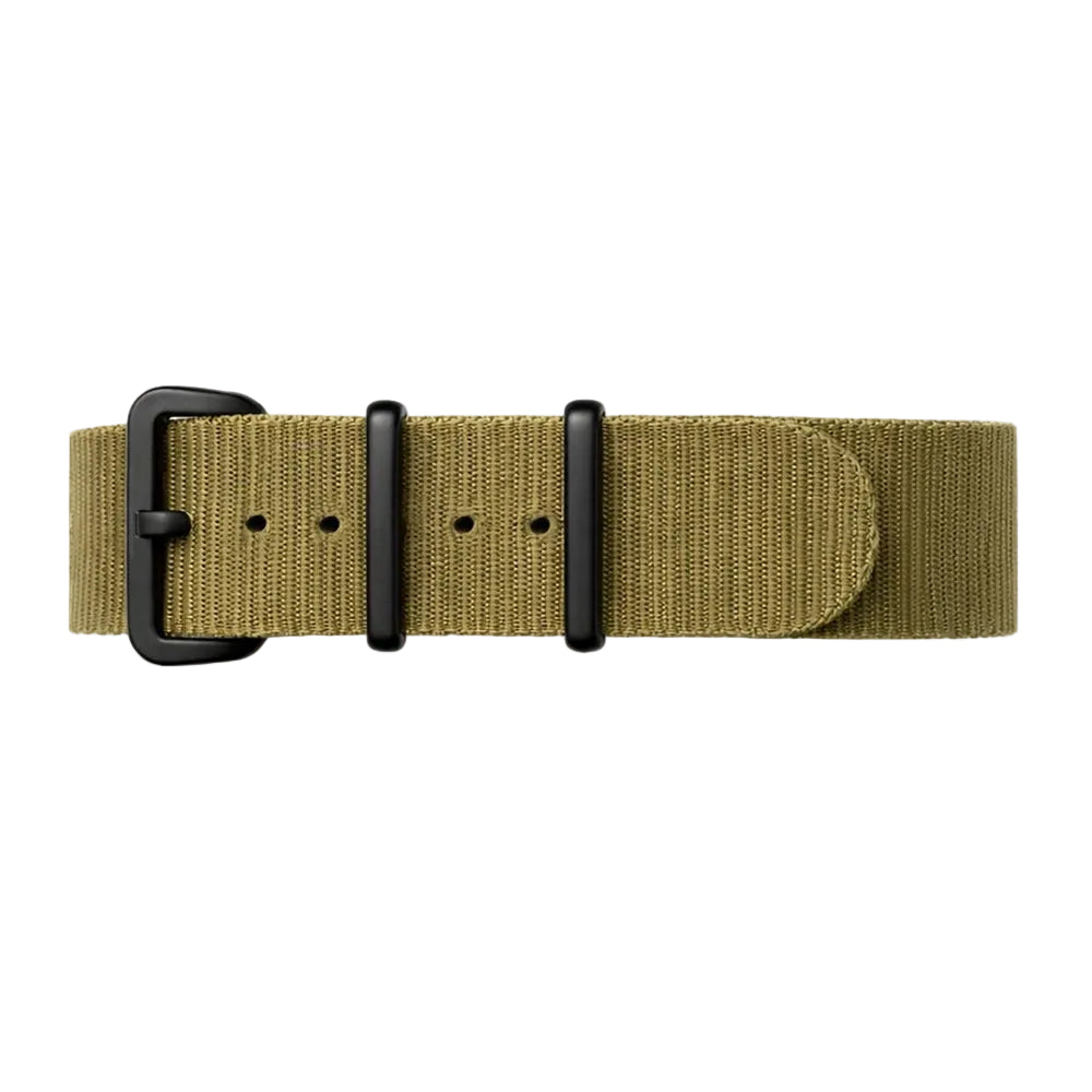 NATO-Uhrenarmband, khakifarbenes Nylon / schwarze Schließe – flexibel – 1 mm dick