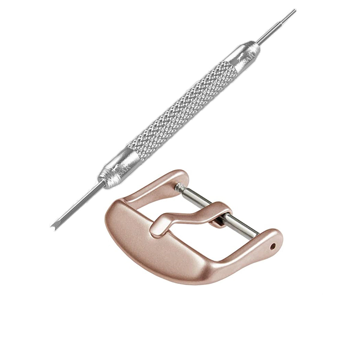 Boucle - fermoir - bracelet de montre - Doré Or Rose Ardillon 1,75 mm - Bord avant incurvé - 8mm à 28mm