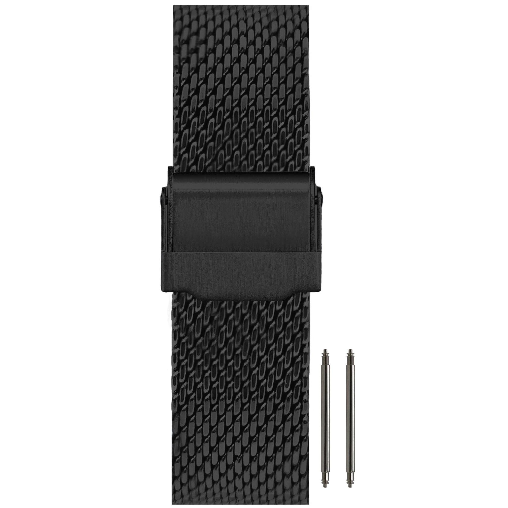 16mm to 22mm BiG Mesh Ø 1mm - Men's Mesh Watch Strap, Milanese - Universal - Black