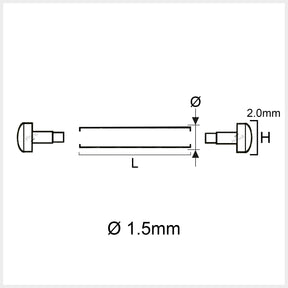 <transcy>10mm to 30mm | Ø 1.5mm | Pins with Tubes | Fittings - Watchband Pressure Bars and Rivet Ends</transcy>