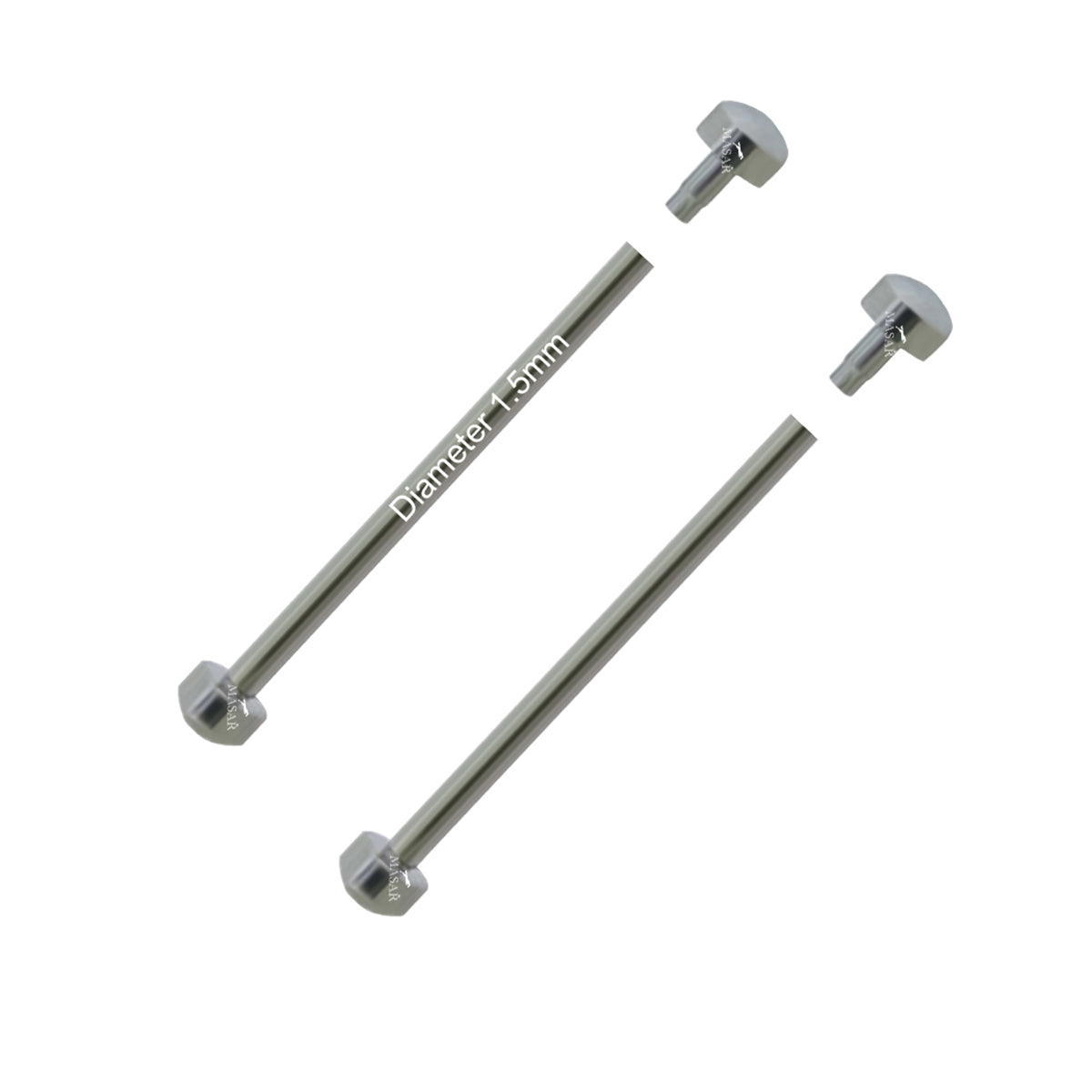 Nietstangen - 20mm bis 28mm Ø 1,5mm - Kopf H Ø 3,5mm oder 4,0mm - Uhrenarmbandverschluss - Silber - 2 Stück