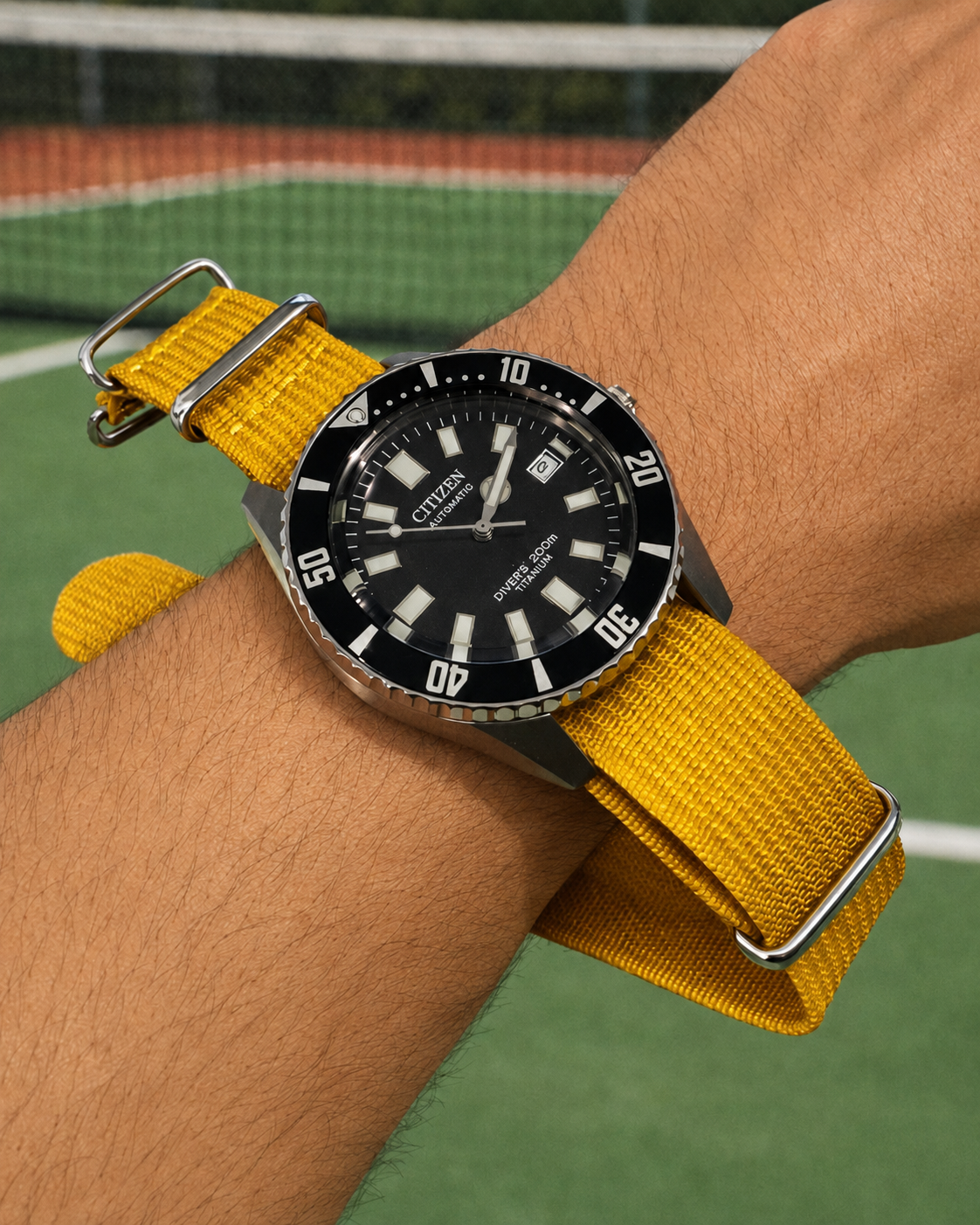 Nato Jaune Moutarde - Hybride Tissu Nylon / Silicone